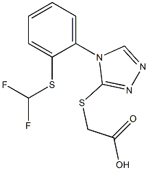 2-[(4-{2-[(difluoromethyl)sulfanyl]phenyl}-4H-1,2,4-triazol-3-yl)sulfanyl]acetic acid Struktur