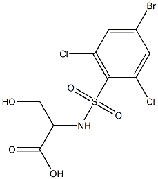 2-[(4-bromo-2,6-dichlorobenzene)sulfonamido]-3-hydroxypropanoic acid Struktur