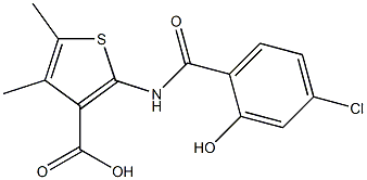 2-[(4-chloro-2-hydroxybenzene)amido]-4,5-dimethylthiophene-3-carboxylic acid Struktur