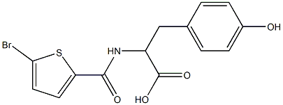 2-[(5-bromothiophen-2-yl)formamido]-3-(4-hydroxyphenyl)propanoic acid Struktur