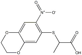 2-[(7-nitro-2,3-dihydro-1,4-benzodioxin-6-yl)sulfanyl]propanoic acid Struktur