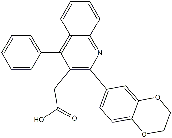 2-[2-(2,3-dihydro-1,4-benzodioxin-6-yl)-4-phenylquinolin-3-yl]acetic acid Struktur