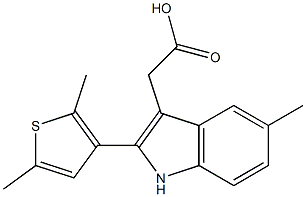 2-[2-(2,5-dimethylthiophen-3-yl)-5-methyl-1H-indol-3-yl]acetic acid Struktur