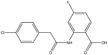 2-[2-(4-chlorophenyl)acetamido]-4-fluorobenzoic acid Struktur