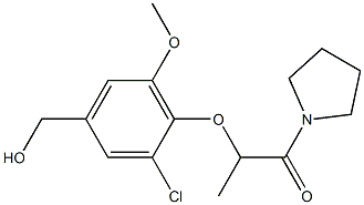 2-[2-chloro-4-(hydroxymethyl)-6-methoxyphenoxy]-1-(pyrrolidin-1-yl)propan-1-one Struktur