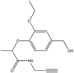 2-[2-ethoxy-4-(hydroxymethyl)phenoxy]-N-(prop-2-yn-1-yl)propanamide Struktur