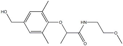 2-[4-(hydroxymethyl)-2,6-dimethylphenoxy]-N-(2-methoxyethyl)propanamide Struktur