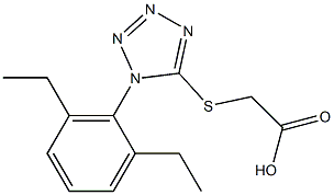 2-{[1-(2,6-diethylphenyl)-1H-1,2,3,4-tetrazol-5-yl]sulfanyl}acetic acid Struktur