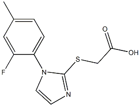 2-{[1-(2-fluoro-4-methylphenyl)-1H-imidazol-2-yl]sulfanyl}acetic acid Struktur