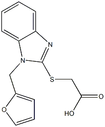 2-{[1-(furan-2-ylmethyl)-1H-1,3-benzodiazol-2-yl]sulfanyl}acetic acid Struktur