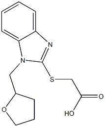 2-{[1-(oxolan-2-ylmethyl)-1H-1,3-benzodiazol-2-yl]sulfanyl}acetic acid Struktur