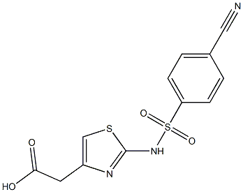 2-{2-[(4-cyanobenzene)sulfonamido]-1,3-thiazol-4-yl}acetic acid Struktur