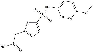 2-{5-[(6-methoxypyridin-3-yl)sulfamoyl]thiophen-2-yl}acetic acid Struktur