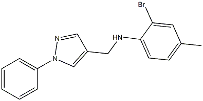 2-bromo-4-methyl-N-[(1-phenyl-1H-pyrazol-4-yl)methyl]aniline Struktur