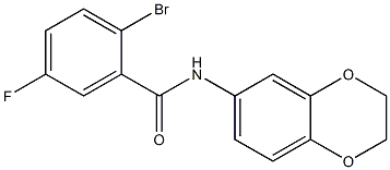 2-bromo-N-(2,3-dihydro-1,4-benzodioxin-6-yl)-5-fluorobenzamide Struktur