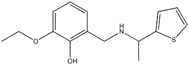 2-ethoxy-6-({[1-(thiophen-2-yl)ethyl]amino}methyl)phenol Struktur