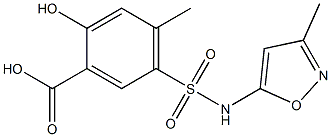 2-hydroxy-4-methyl-5-[(3-methyl-1,2-oxazol-5-yl)sulfamoyl]benzoic acid Struktur