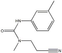 3-(2-cyanoethyl)-3-methyl-1-(3-methylphenyl)urea Struktur