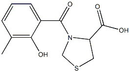 3-(2-hydroxy-3-methylbenzoyl)-1,3-thiazolidine-4-carboxylic acid Struktur