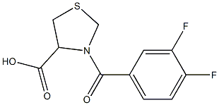 3-(3,4-difluorobenzoyl)-1,3-thiazolidine-4-carboxylic acid Struktur