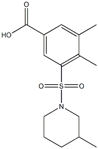 3,4-dimethyl-5-[(3-methylpiperidine-1-)sulfonyl]benzoic acid Struktur