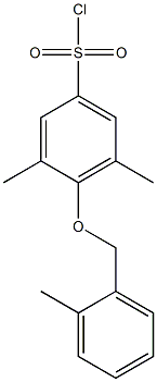 3,5-dimethyl-4-[(2-methylphenyl)methoxy]benzene-1-sulfonyl chloride Struktur