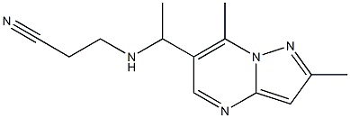 3-[(1-{2,7-dimethylpyrazolo[1,5-a]pyrimidin-6-yl}ethyl)amino]propanenitrile Struktur