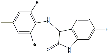 3-[(2,6-dibromo-4-methylphenyl)amino]-6-fluoro-2,3-dihydro-1H-indol-2-one Struktur