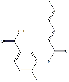 3-[(2E,4E)-hexa-2,4-dienoylamino]-4-methylbenzoic acid Struktur