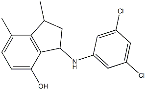 3-[(3,5-dichlorophenyl)amino]-1,7-dimethyl-2,3-dihydro-1H-inden-4-ol Struktur