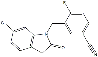 3-[(6-chloro-2-oxo-2,3-dihydro-1H-indol-1-yl)methyl]-4-fluorobenzonitrile Struktur