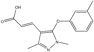 3-[1,3-dimethyl-5-(3-methylphenoxy)-1H-pyrazol-4-yl]prop-2-enoic acid Struktur