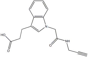 3-{1-[(prop-2-yn-1-ylcarbamoyl)methyl]-1H-indol-3-yl}propanoic acid Struktur