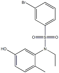 3-bromo-N-ethyl-N-(5-hydroxy-2-methylphenyl)benzene-1-sulfonamide Struktur