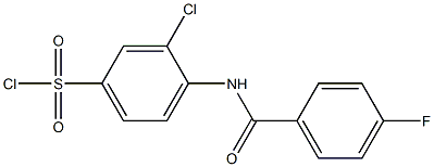 3-chloro-4-[(4-fluorobenzene)amido]benzene-1-sulfonyl chloride Struktur