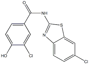 3-chloro-N-(6-chloro-1,3-benzothiazol-2-yl)-4-hydroxybenzamide Struktur