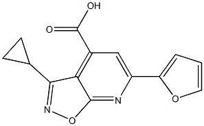 3-cyclopropyl-6-(2-furyl)isoxazolo[5,4-b]pyridine-4-carboxylic acid Struktur