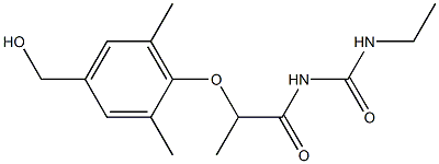 3-ethyl-1-{2-[4-(hydroxymethyl)-2,6-dimethylphenoxy]propanoyl}urea Struktur