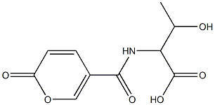 3-hydroxy-2-{[(2-oxo-2H-pyran-5-yl)carbonyl]amino}butanoic acid Struktur