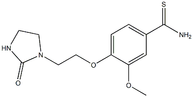 3-methoxy-4-[2-(2-oxoimidazolidin-1-yl)ethoxy]benzene-1-carbothioamide Struktur