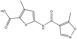 3-methyl-5-{[(5-methylisoxazol-4-yl)carbonyl]amino}thiophene-2-carboxylic acid Struktur