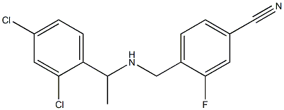 4-({[1-(2,4-dichlorophenyl)ethyl]amino}methyl)-3-fluorobenzonitrile Struktur