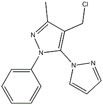 4-(chloromethyl)-3-methyl-1-phenyl-5-(1H-pyrazol-1-yl)-1H-pyrazole Struktur