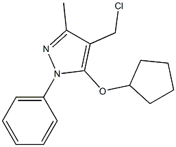 4-(chloromethyl)-5-(cyclopentyloxy)-3-methyl-1-phenyl-1H-pyrazole Struktur