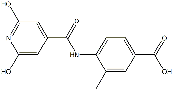 4-[(2,6-dihydroxyisonicotinoyl)amino]-3-methylbenzoic acid Struktur