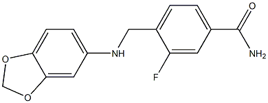 4-[(2H-1,3-benzodioxol-5-ylamino)methyl]-3-fluorobenzamide Struktur