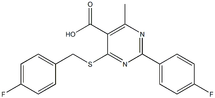 4-[(4-fluorobenzyl)thio]-2-(4-fluorophenyl)-6-methylpyrimidine-5-carboxylic acid Struktur