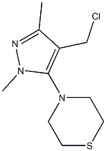 4-[4-(chloromethyl)-1,3-dimethyl-1H-pyrazol-5-yl]thiomorpholine Struktur