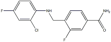 4-{[(2-chloro-4-fluorophenyl)amino]methyl}-3-fluorobenzamide Struktur