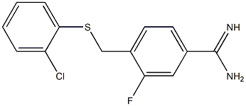 4-{[(2-chlorophenyl)sulfanyl]methyl}-3-fluorobenzene-1-carboximidamide Struktur